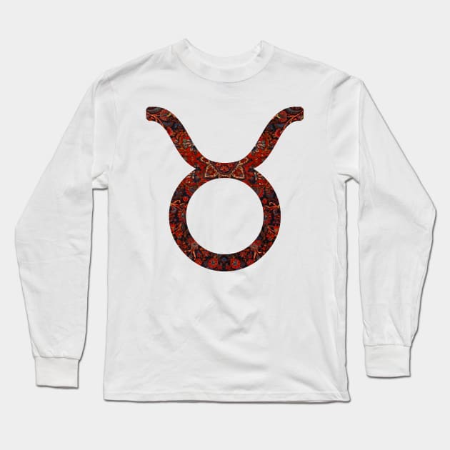 Dark Paisley Taurus Zodiac Sign Long Sleeve T-Shirt by aterkaderk